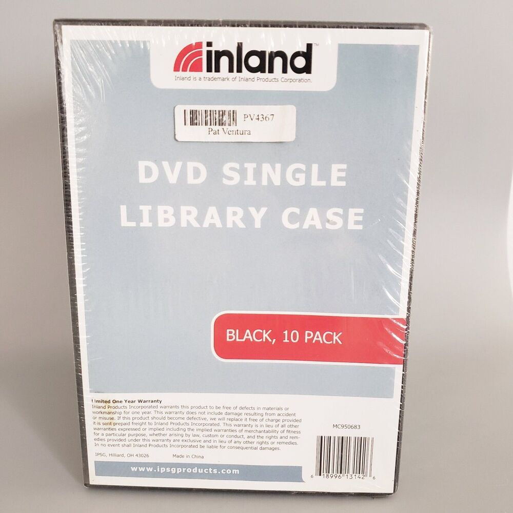 Inland DVD Single Library Cases 10 Pack Black Empty Media Storage